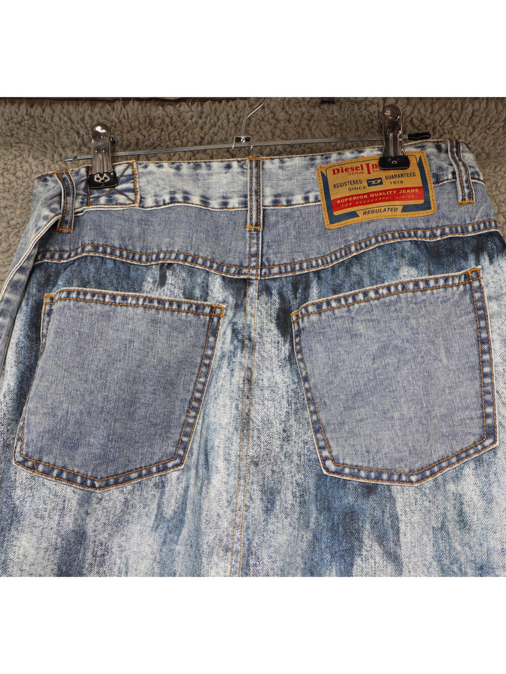 Diesel Light Blue Acid-Wash Denim Maxi Skirt - Picture 6 of 11